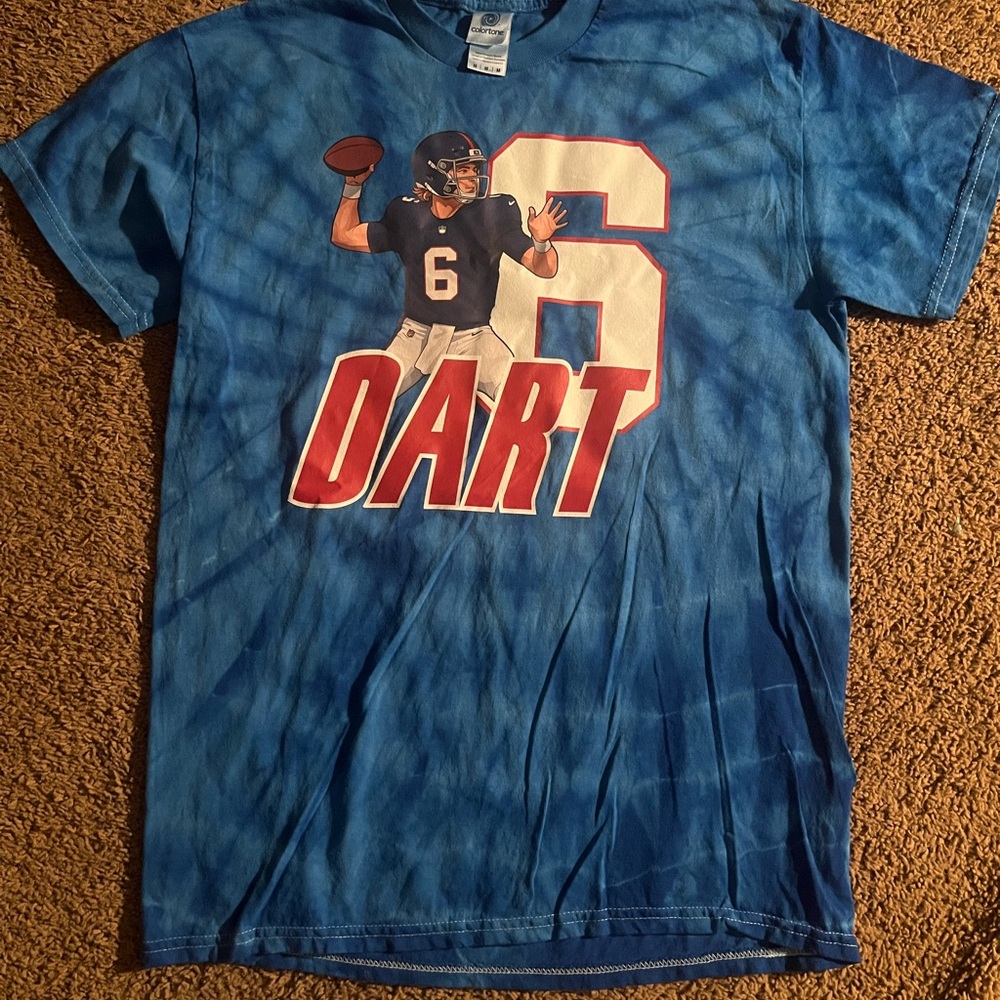 Blue Tie-Dye Football Graphic T-Shirt